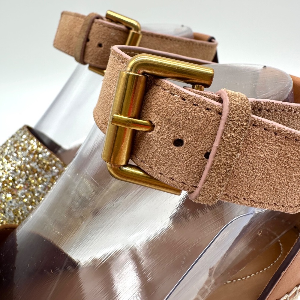See by Chloe Glyn Gold Glitter Espadrille Wedge Sandal Size EU 37 - Picture 9 of 16